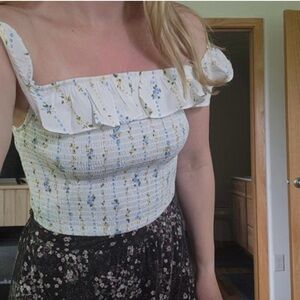 Wild Fable Cream Floral Crop Top